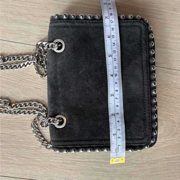 Zara Genuine Suede Studded Chain Crossbody/Shoulder Bag Black - Picture 7 of 10